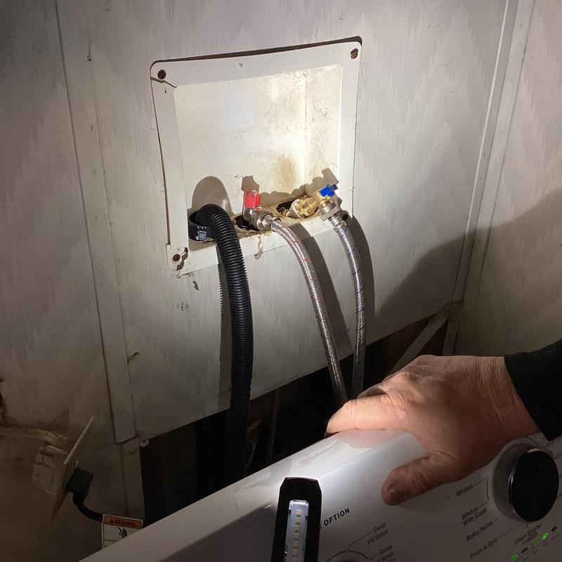 Washer box hot and cold water shut off valves installation