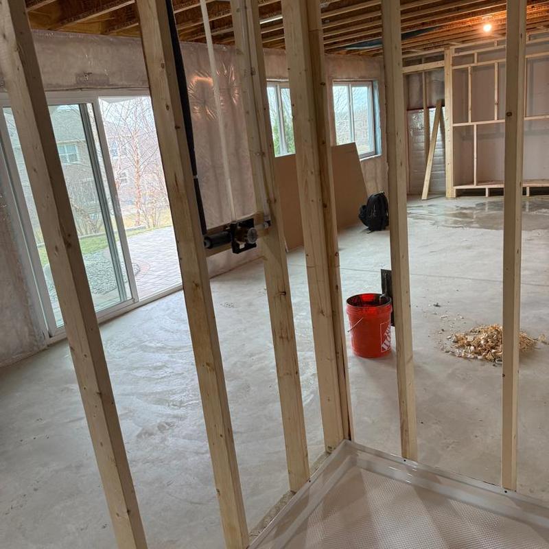 Basement bathroom plumbing rough-in framing
