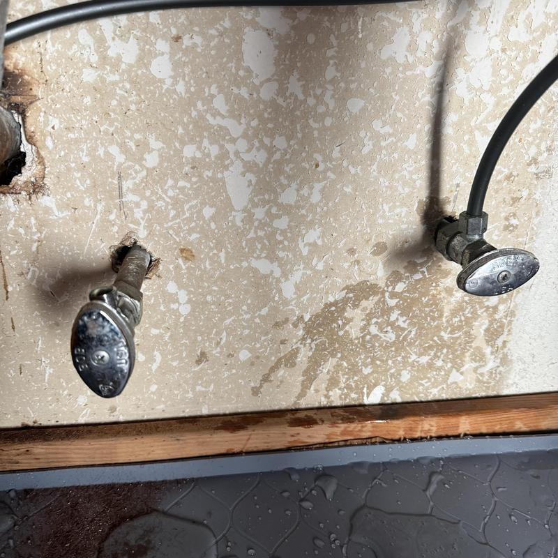 Dual angle stops installed for dishwasher plumbing