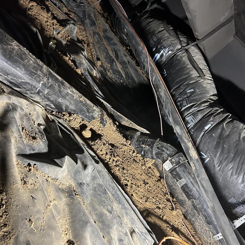 Sewer mainline with back graded drain and cleanout installed Sewer mainline with back graded drain and cleanout installed