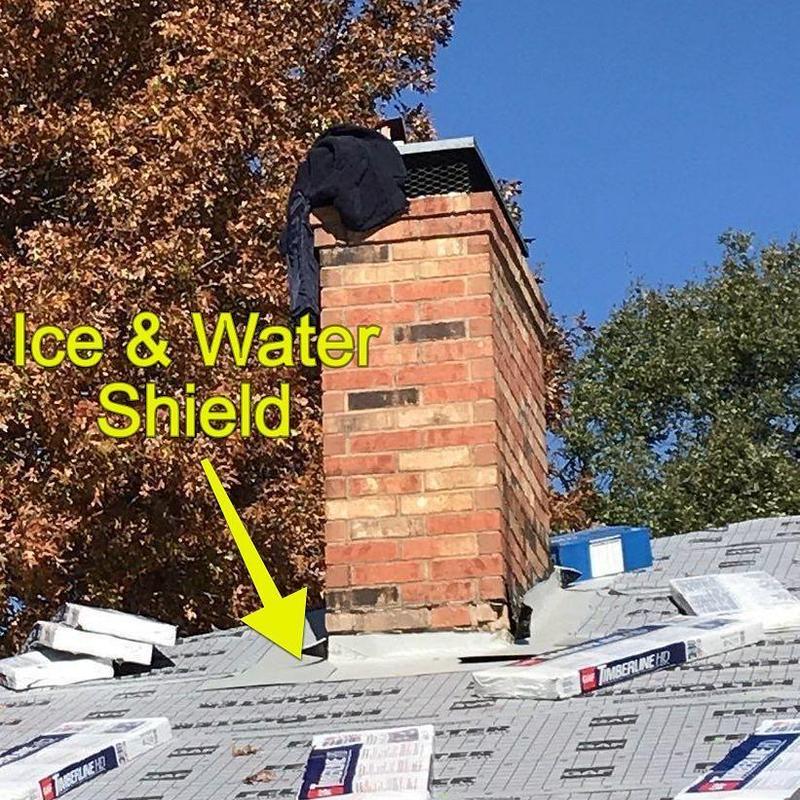 Chimney ice and water shield installation on new roof Chimney ice and water shield installation on new roof