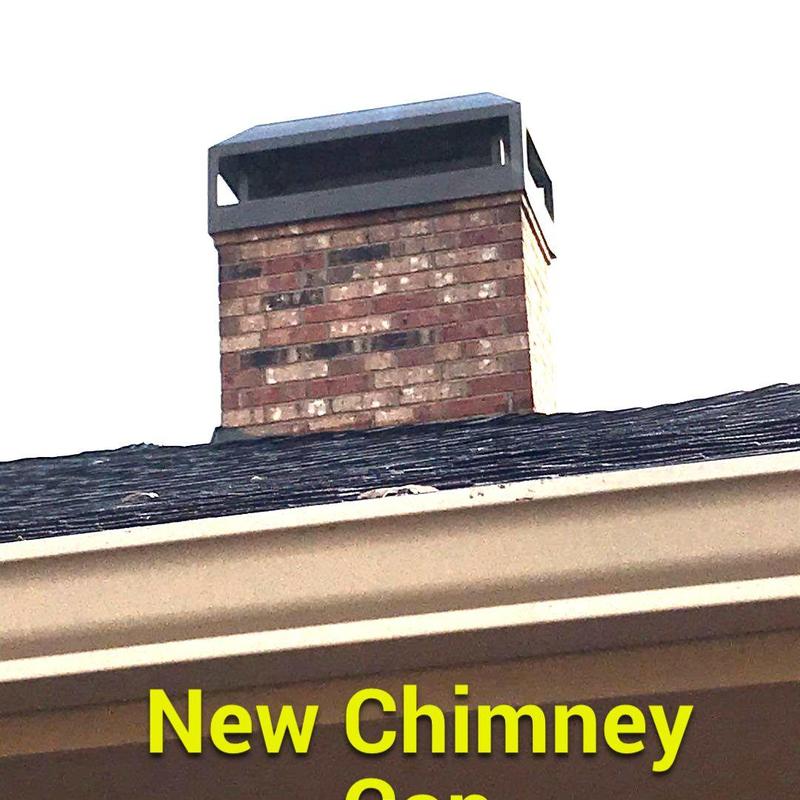 Chimney with new custom metal chimney cover Chimney with new custom metal chimney cover
