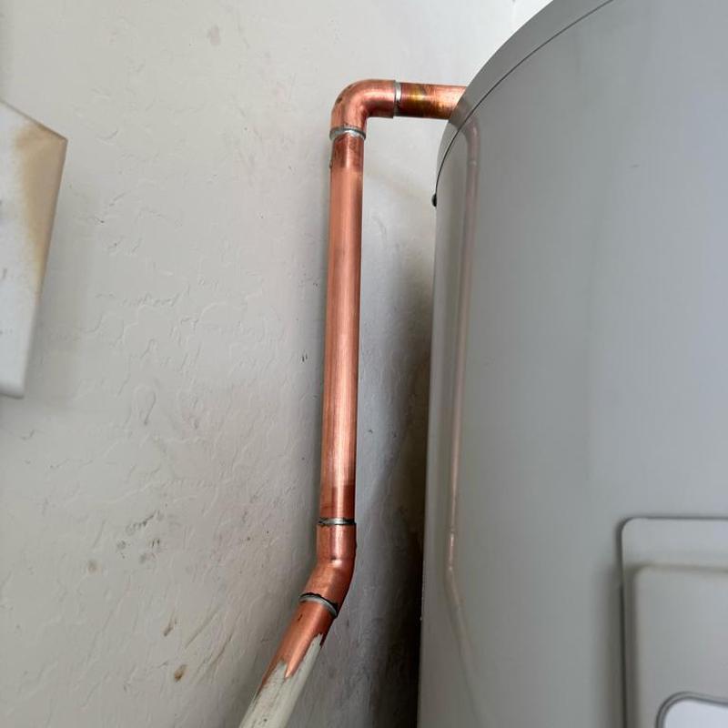 Electric water heater copper piping with fittings