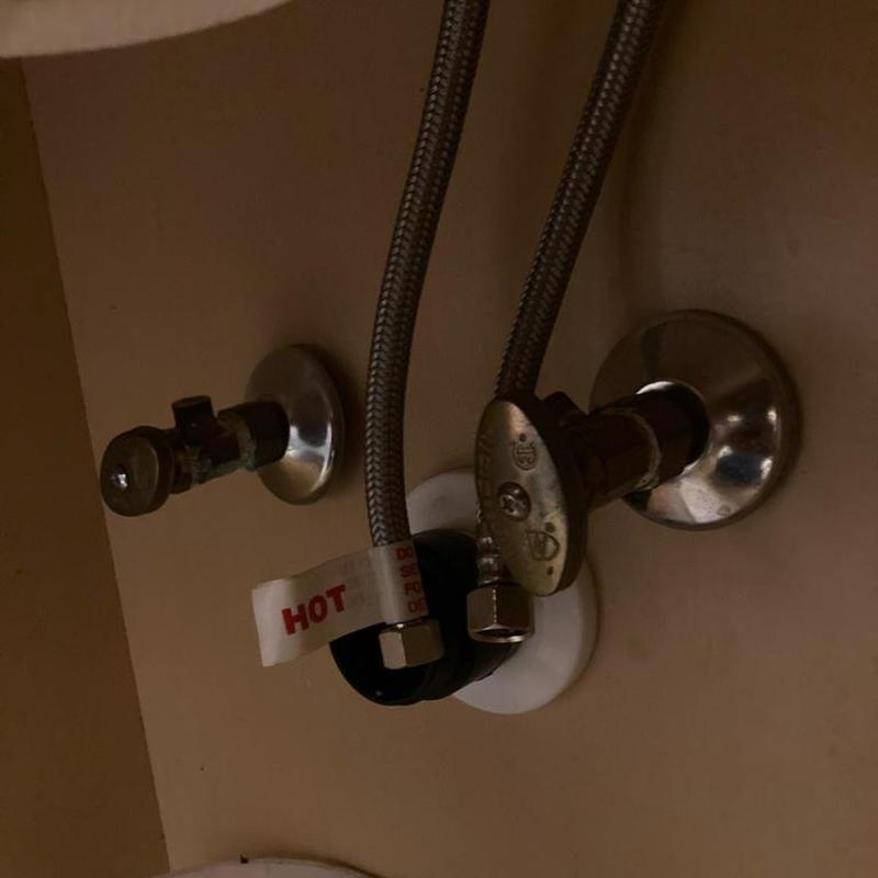 Sink angle stop valves with braided supply lines installation