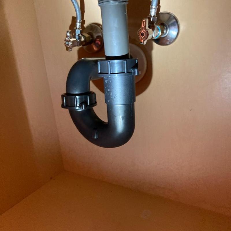 Sink drain trap and angle stop valves installation