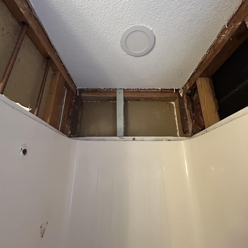 Restroom ceiling drywall removal and water damage repair estimate