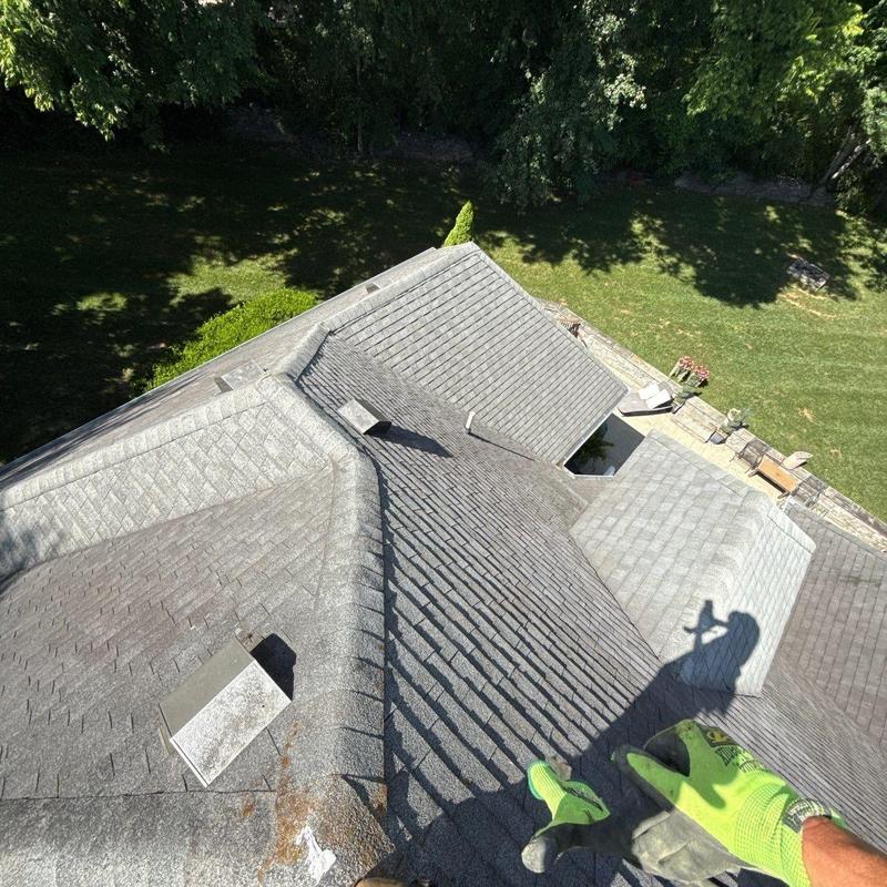 Roof shingles with hail damage and aging materials