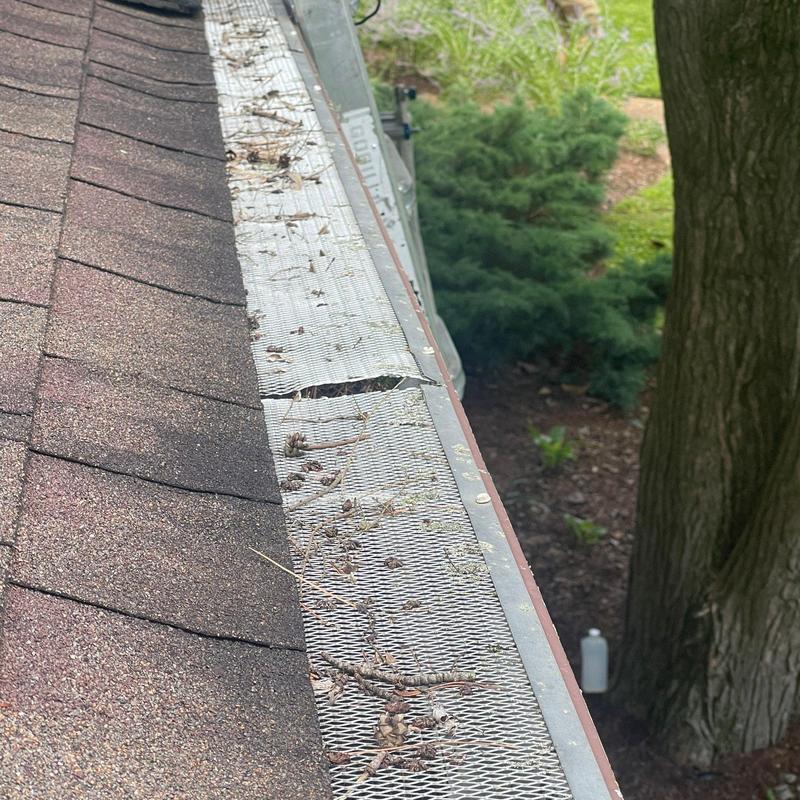 Gutter guard system with debris and minor damage