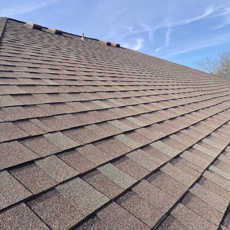 Owens Corning Driftwood architectural shingle roof close-up