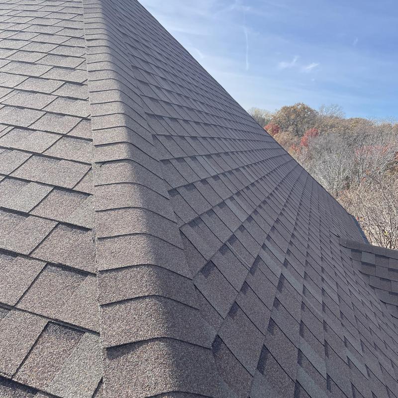 Owens Corning Driftwood architectural shingle roof ridge