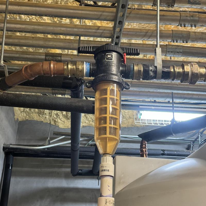Inline water filter with copper bypass piping