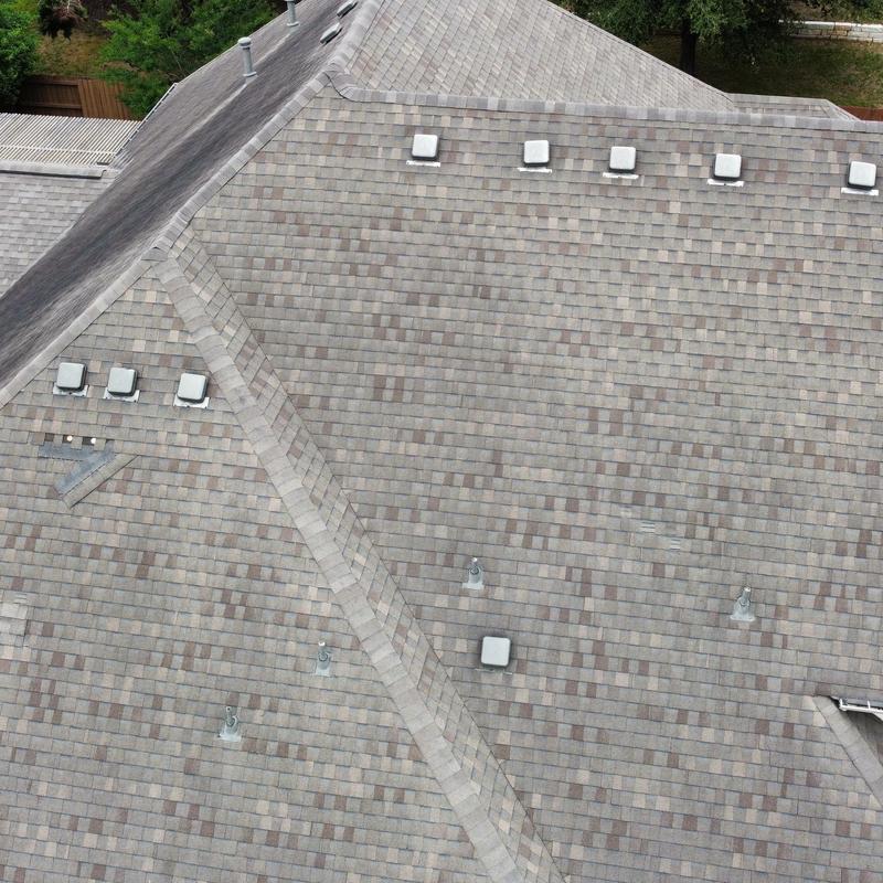 Composite shingle roof hail inspection with slipped shingle Composite shingle roof hail inspection with slipped shingle