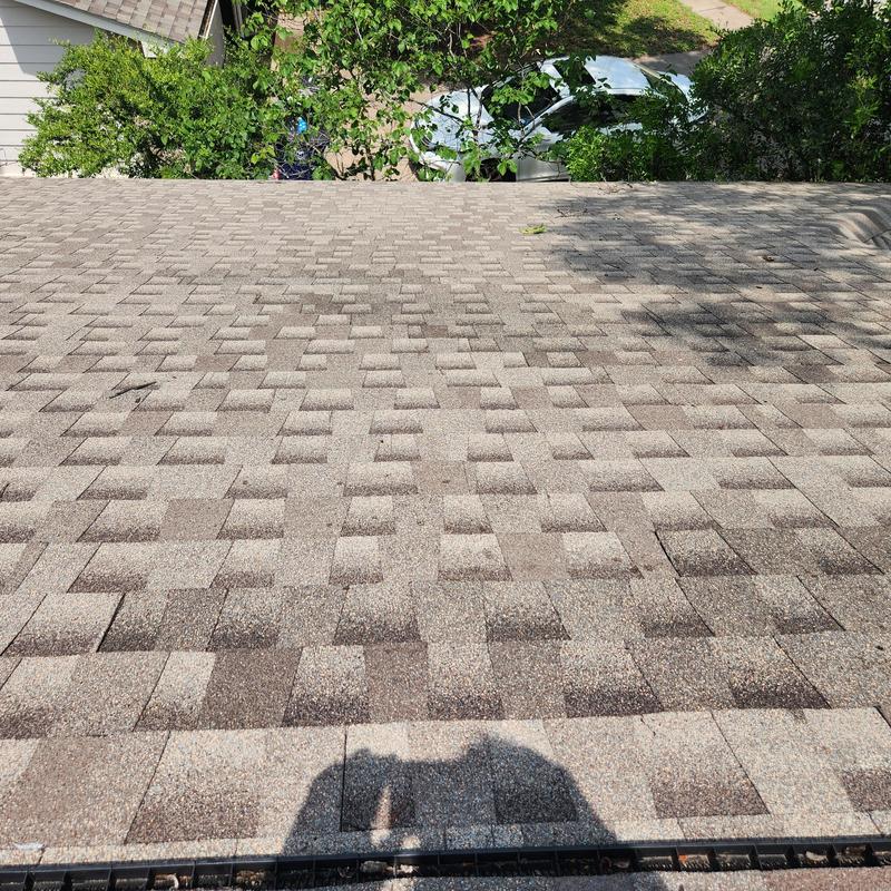 GAF Weatherwood shingle roof with replaced sections GAF Weatherwood shingle roof with replaced sections