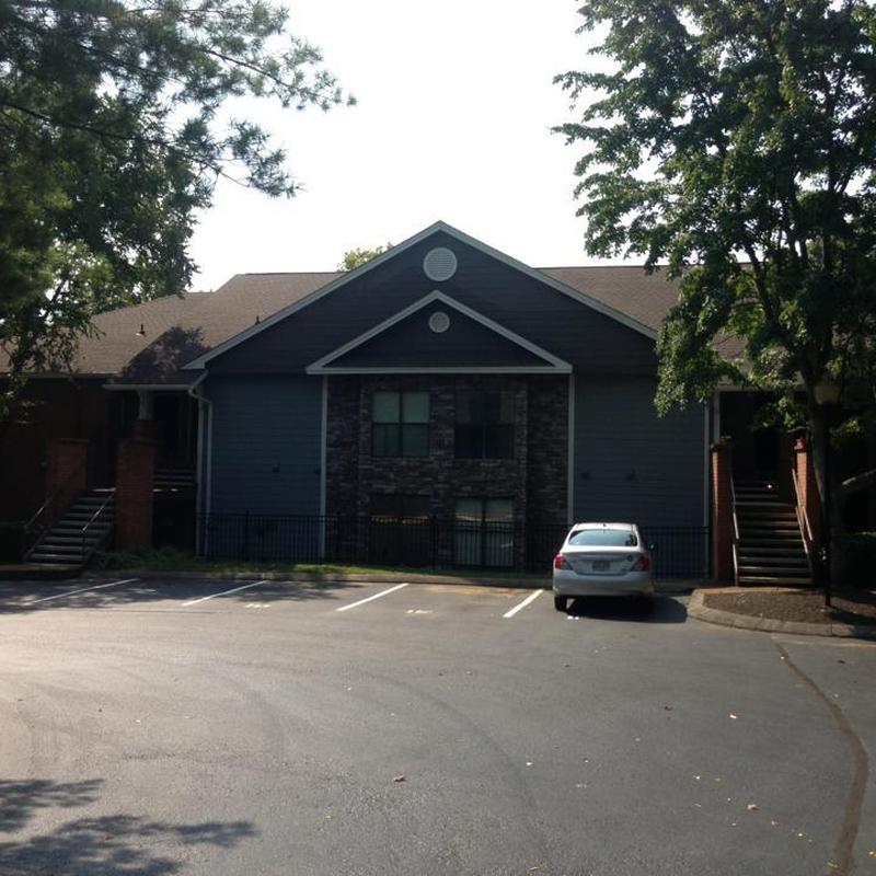Asphalt shingle roof on apartment building