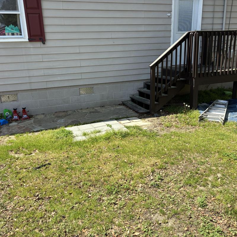 Pressure treated wood landing replacement at side steps