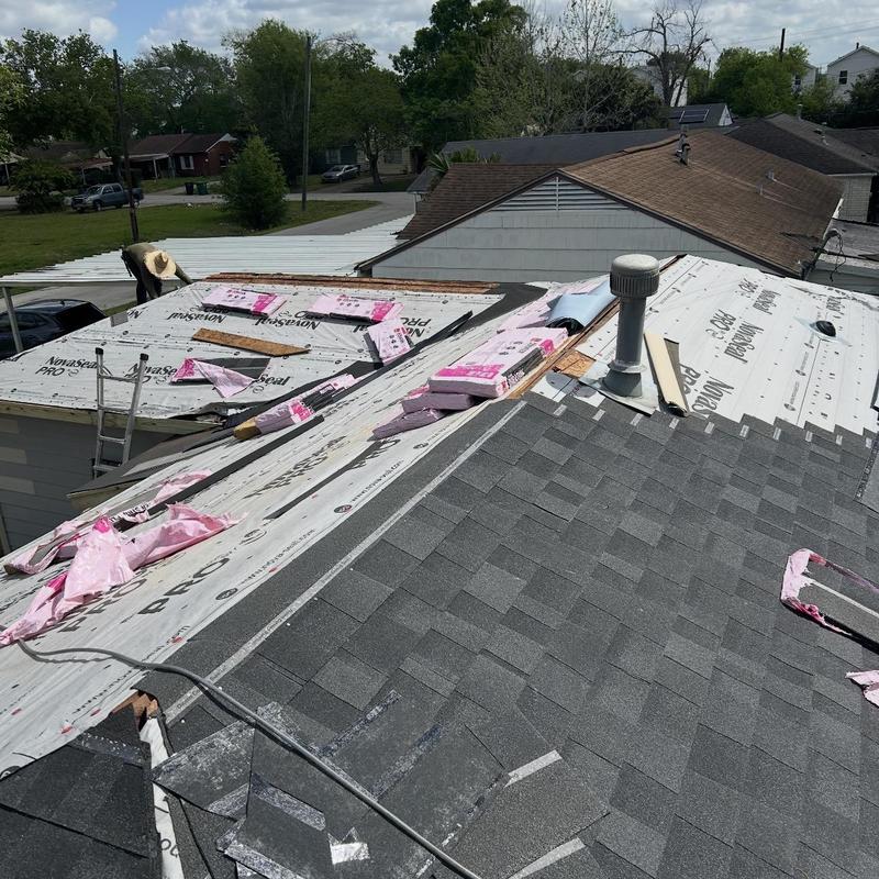 Owens Corning shingle roof installation partially complete