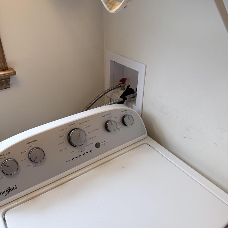 Laundry box with water supply connections in finished wall Laundry box with water supply connections in finished wall