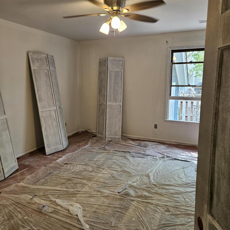 Interior wall water damage repair in progress