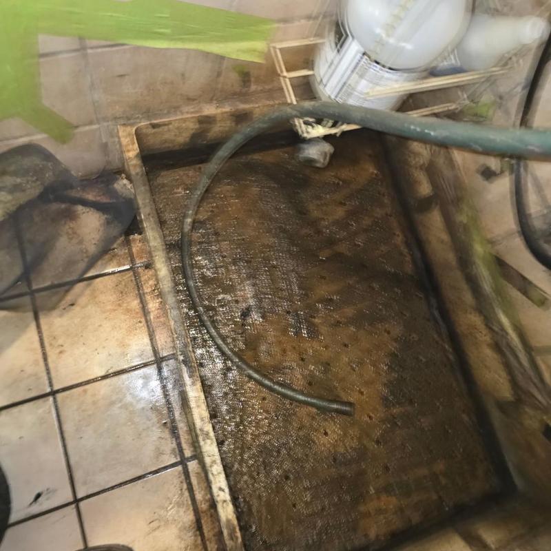 Mop sink drain screen and plumbing cable cleaning