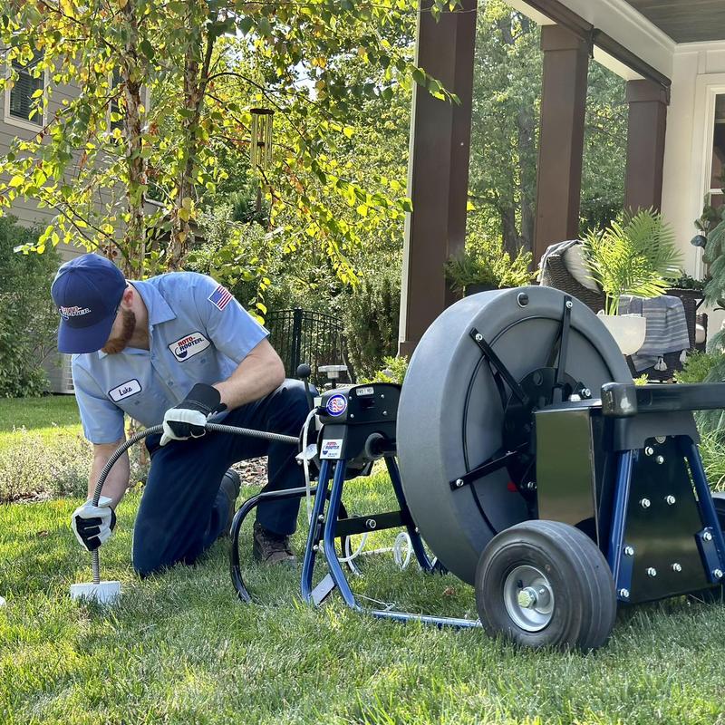 Main sewer line inspection with plumbing snake tool