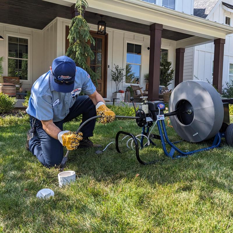 Main sewer line inspection with drain auger machine