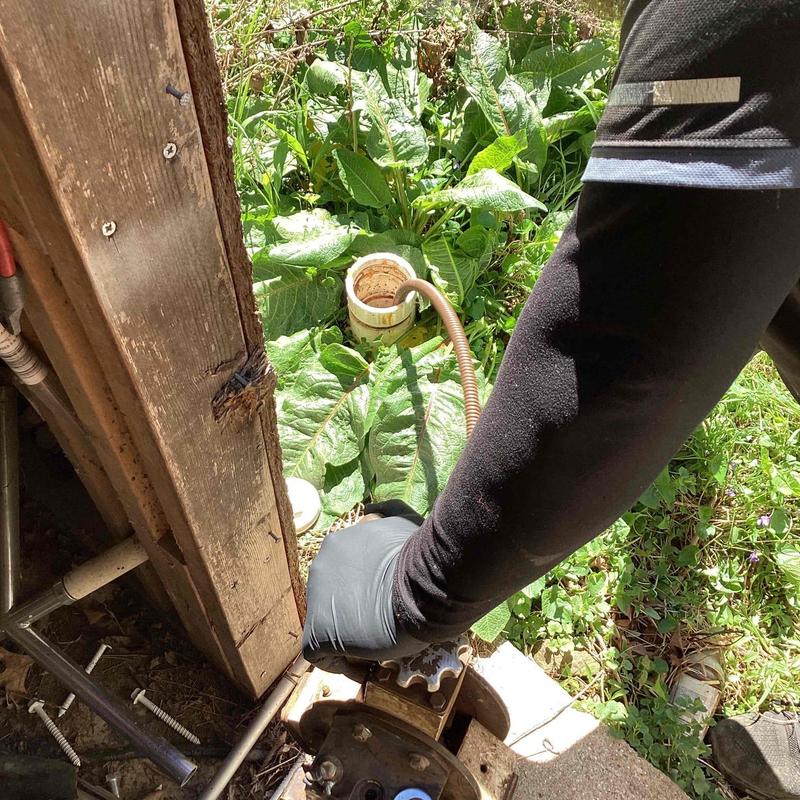 Main sewer line cleaning from outdoor cleanout