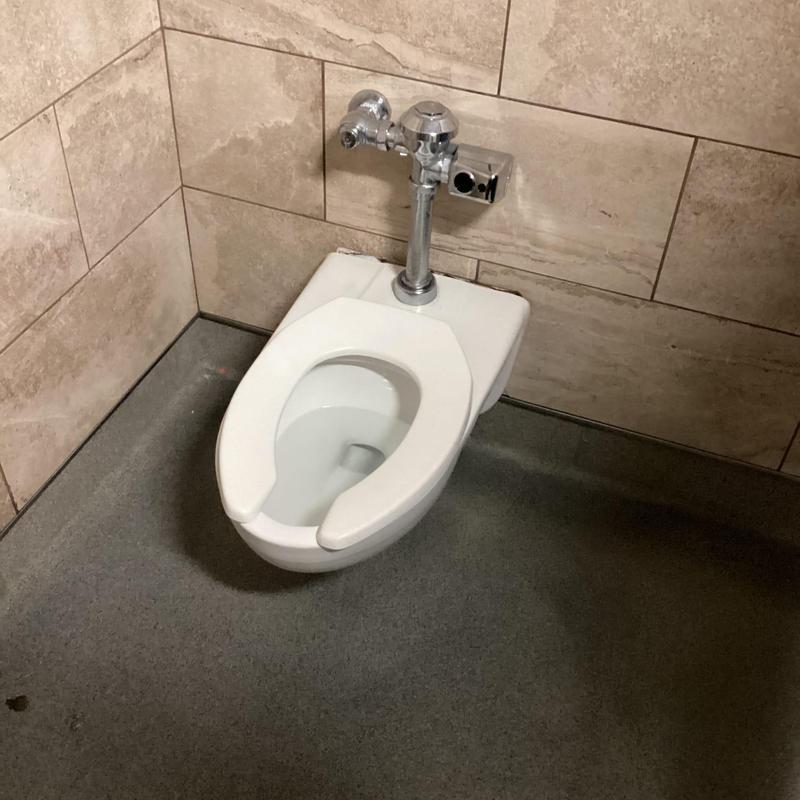 Zurn flush valve on commercial toilet bowl