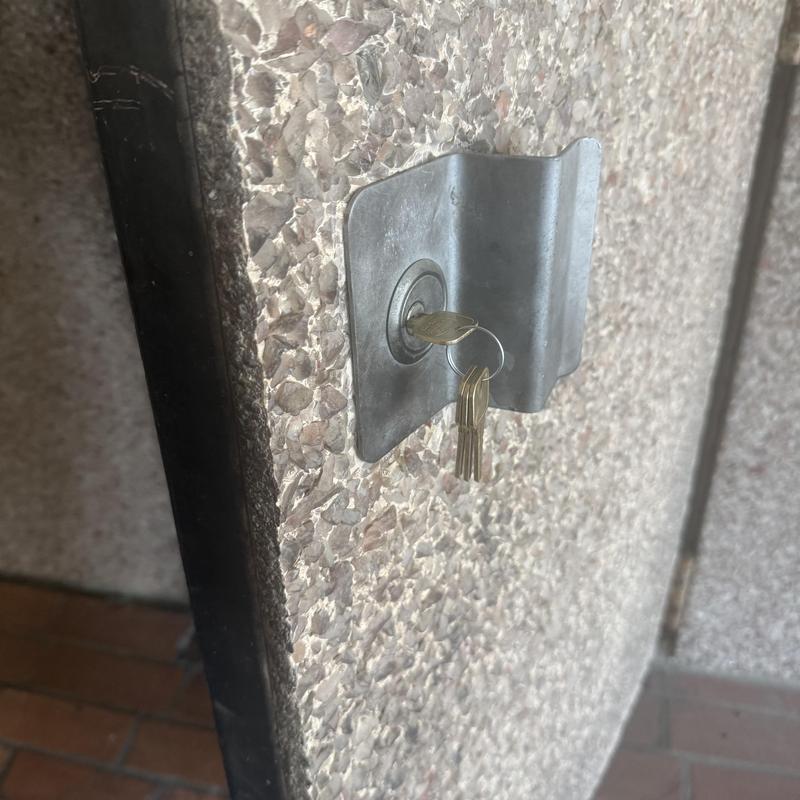 Office door lock with keys in commercial building