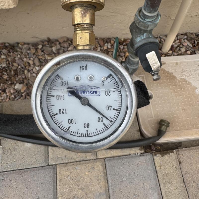 Pressure gauge on irrigation control valve system Pressure gauge on irrigation control valve system