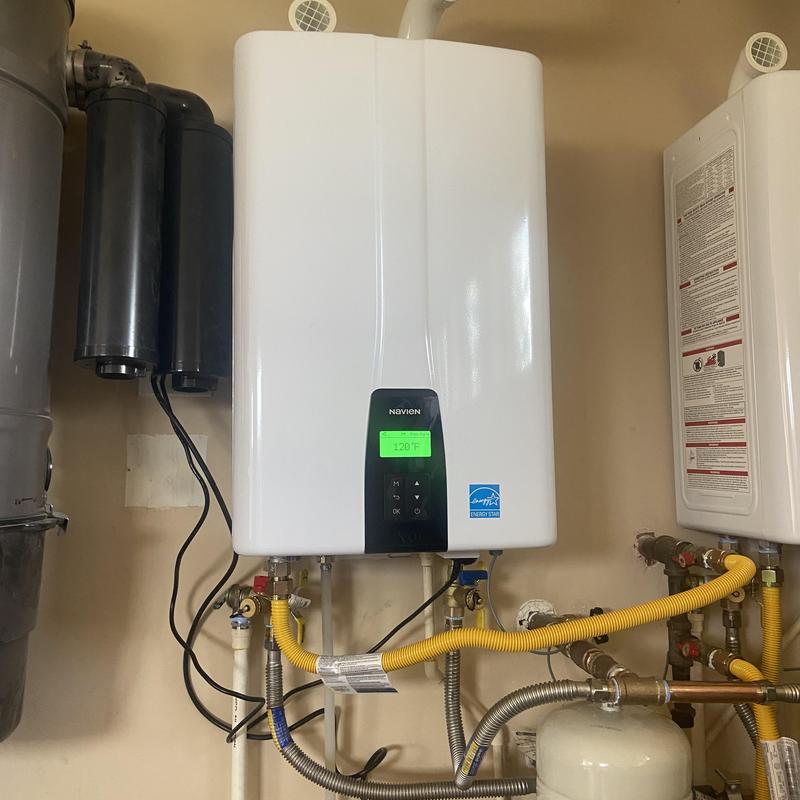 Tankless water heater installation with dual units
