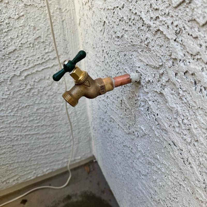 Hose bib with new copper pipe and handle installation