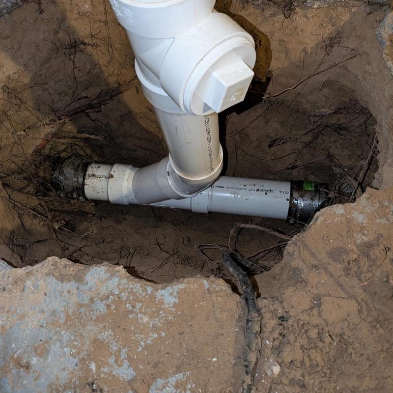 PVC sewer pipe replacement in excavated ground