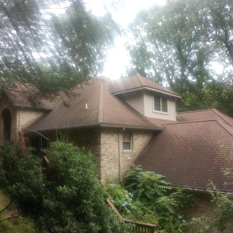 Asphalt shingle roof inspection on residential house