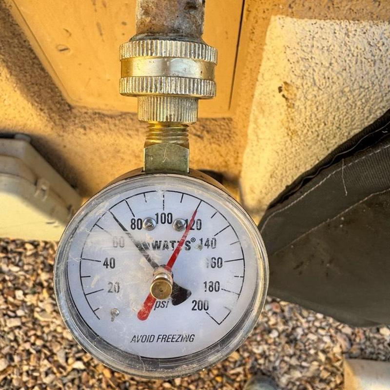 Pressure reducing valve gauge on main water line
