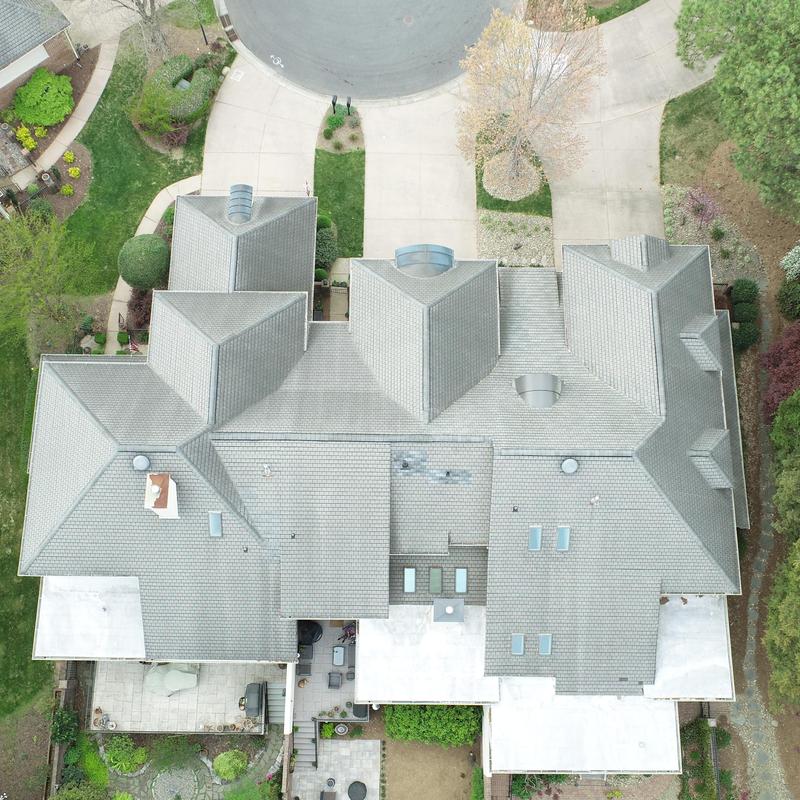 Roof skylights and dormers drone inspection in Charlotte