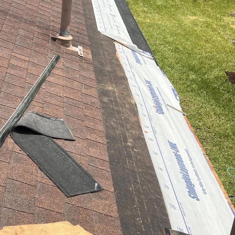 Roof decking and synthetic underlayment installation on edge