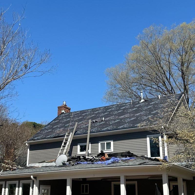 Roof underlayment installation on Germantown home