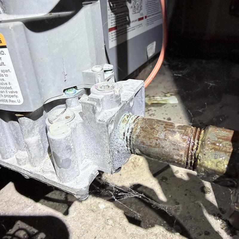 Gas valve and pipe with rust and corrosion Gas valve and pipe with rust and corrosion