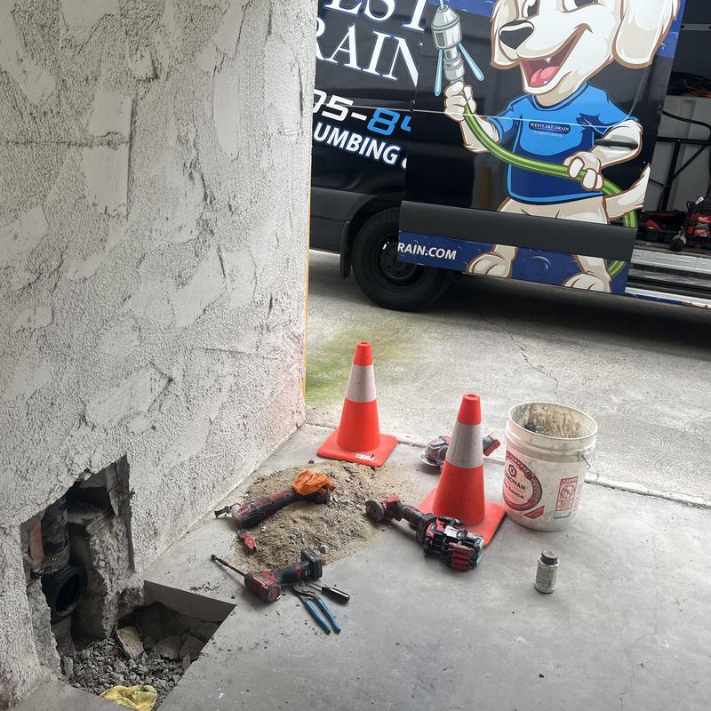 Cast iron sewer clean out with plumbing tools