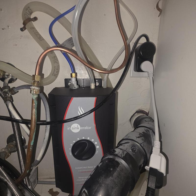 Instant hot water dispenser installation under sink