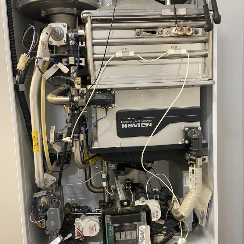 Navien condensing heat exchanger installation interior