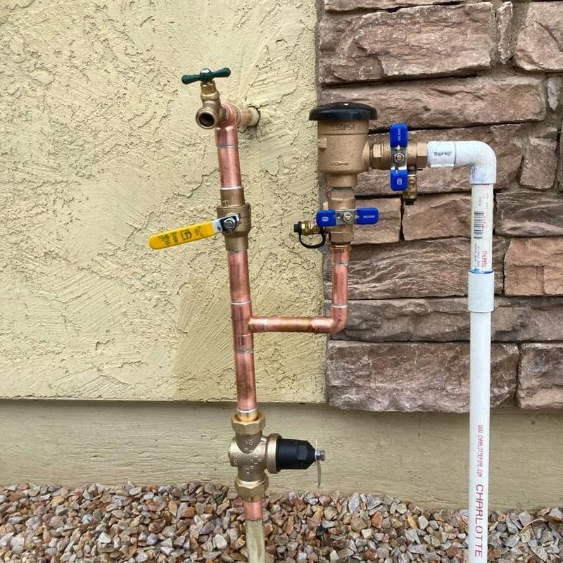 Main riser assembly with PRV and PVB valve piping