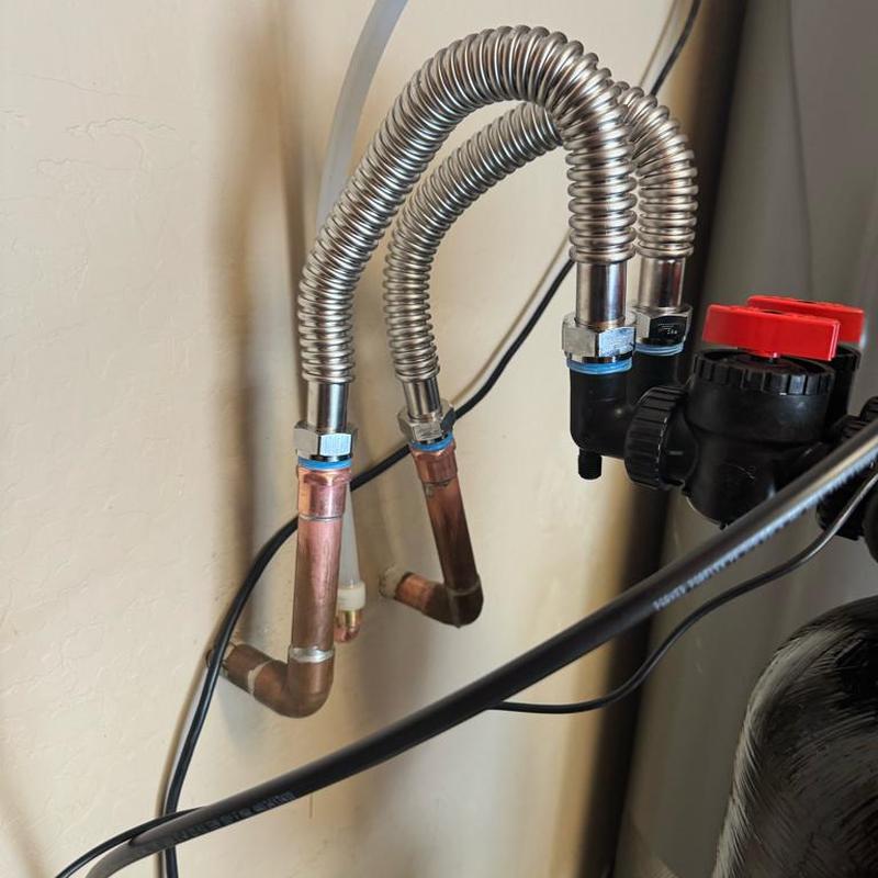 Green Fusion 1000 water softener copper and flex lines
