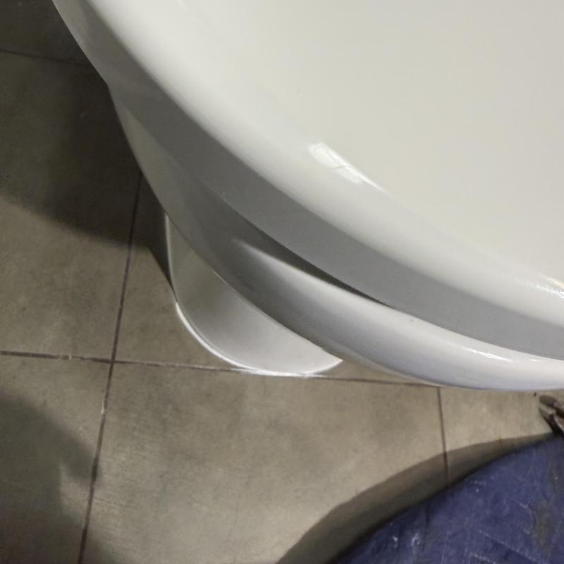 Toilet base with new wax ring and bolts installed