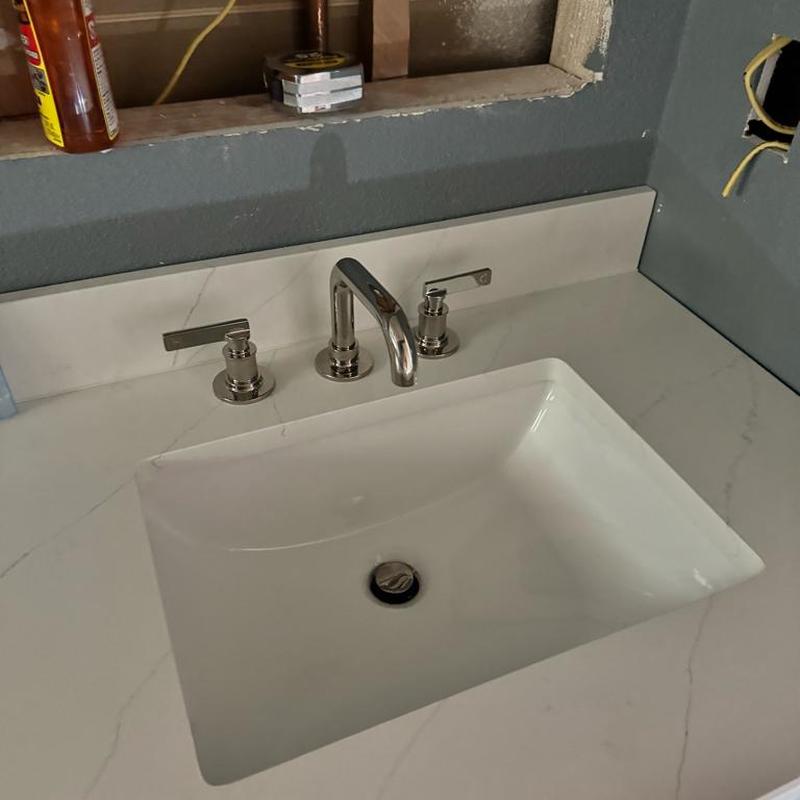 Kohler widespread bathroom faucet installation on vanity