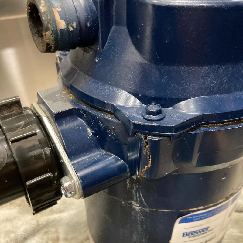 Kitchen sink disposal Cracks and corrosion close-up Kitchen sink disposal Cracks and corrosion close-up