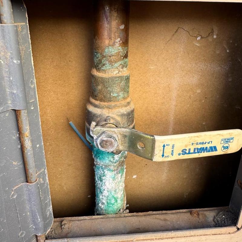 Main ball valve with corrosion inside wall panel