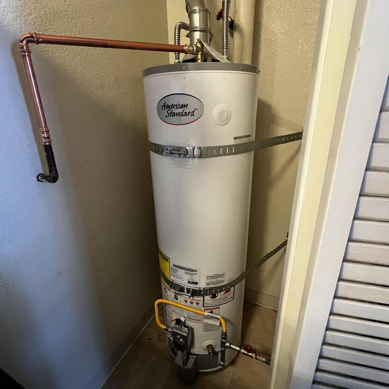 American Standard water heater with new gas valve and straps