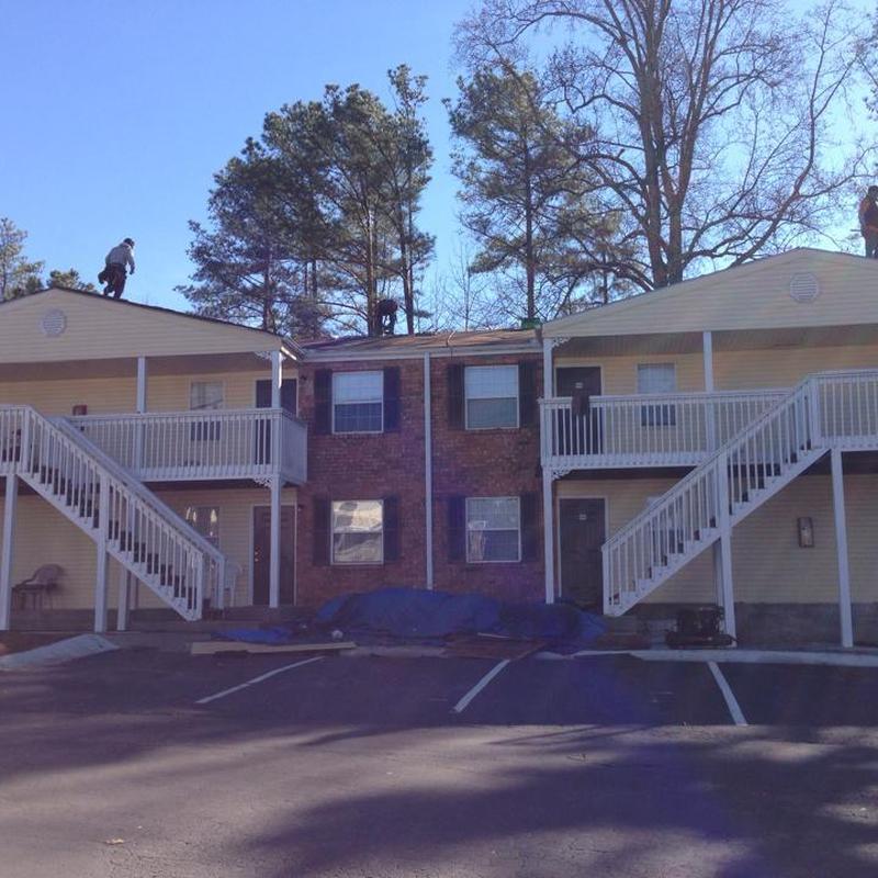 Asphalt shingle roofs on apartment buildings