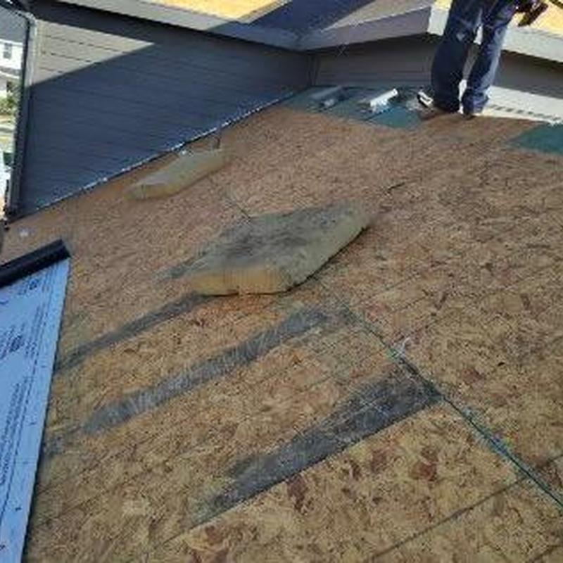 Roof decking after removal, pre-installation in Texas